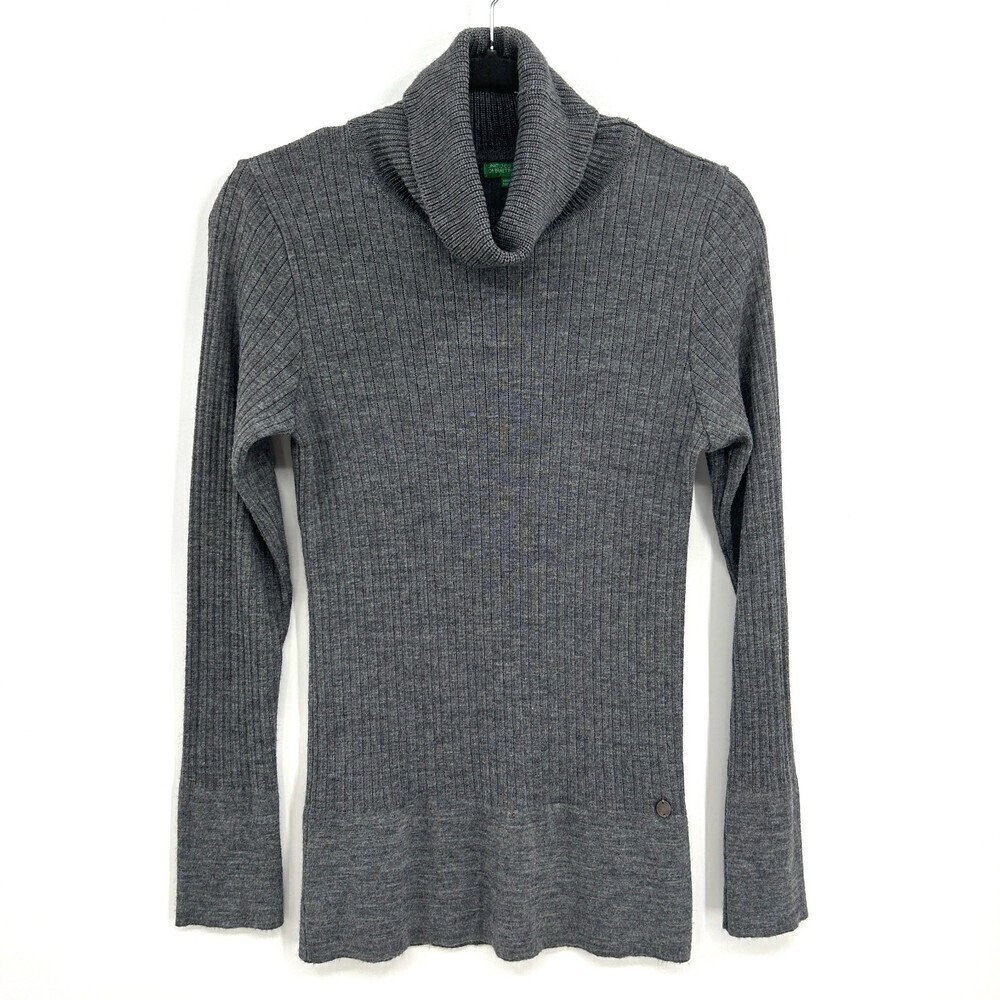 UNITED COLORS OF BENETTON Gray Ribbed Turtleneck Sweater Top Size Medium